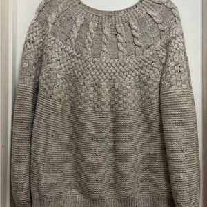 Tribal Jeans Tan Brown Round Neck Chunky Knit Sweater Sz L